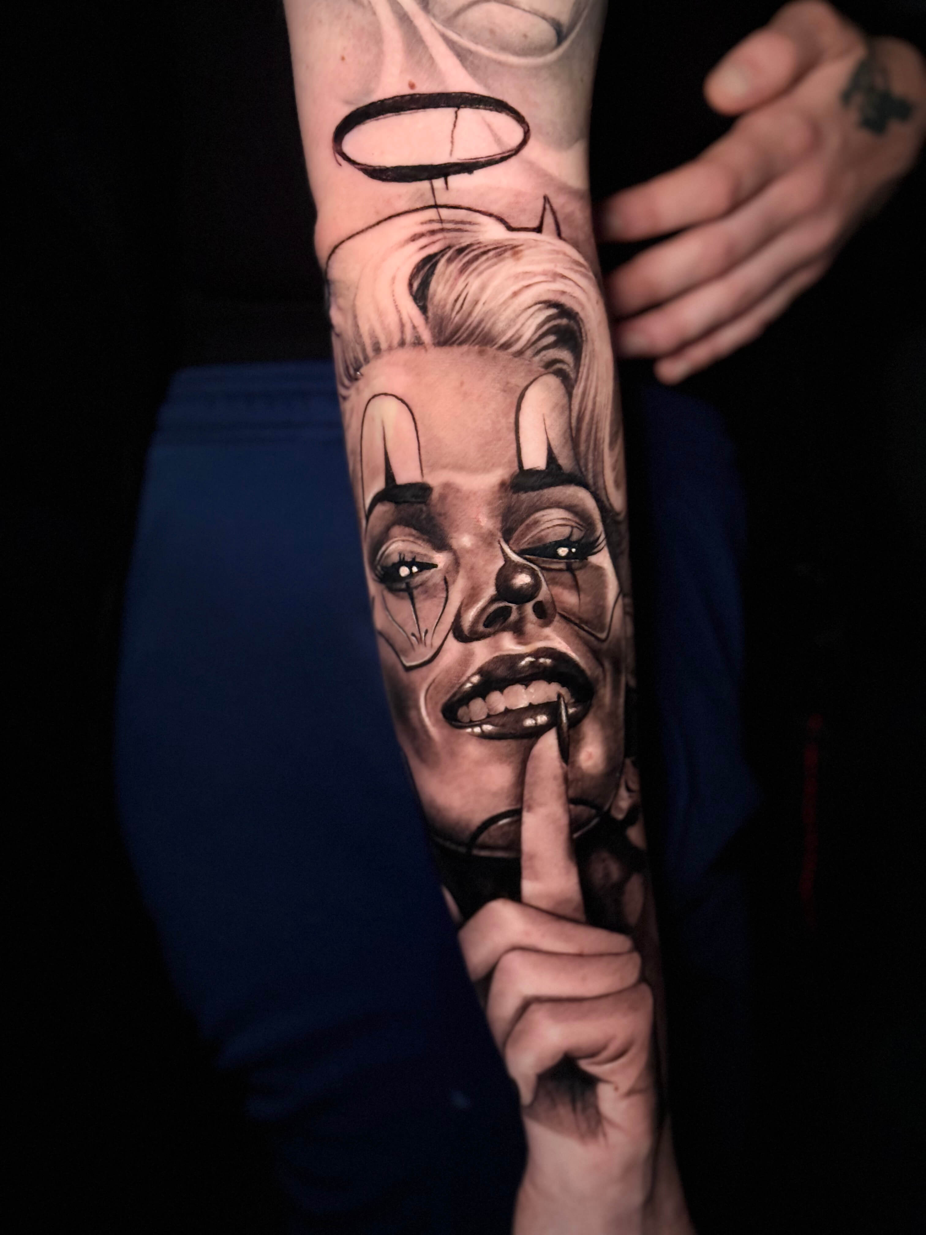Marilyn Monroe portrait tattoo chicano style