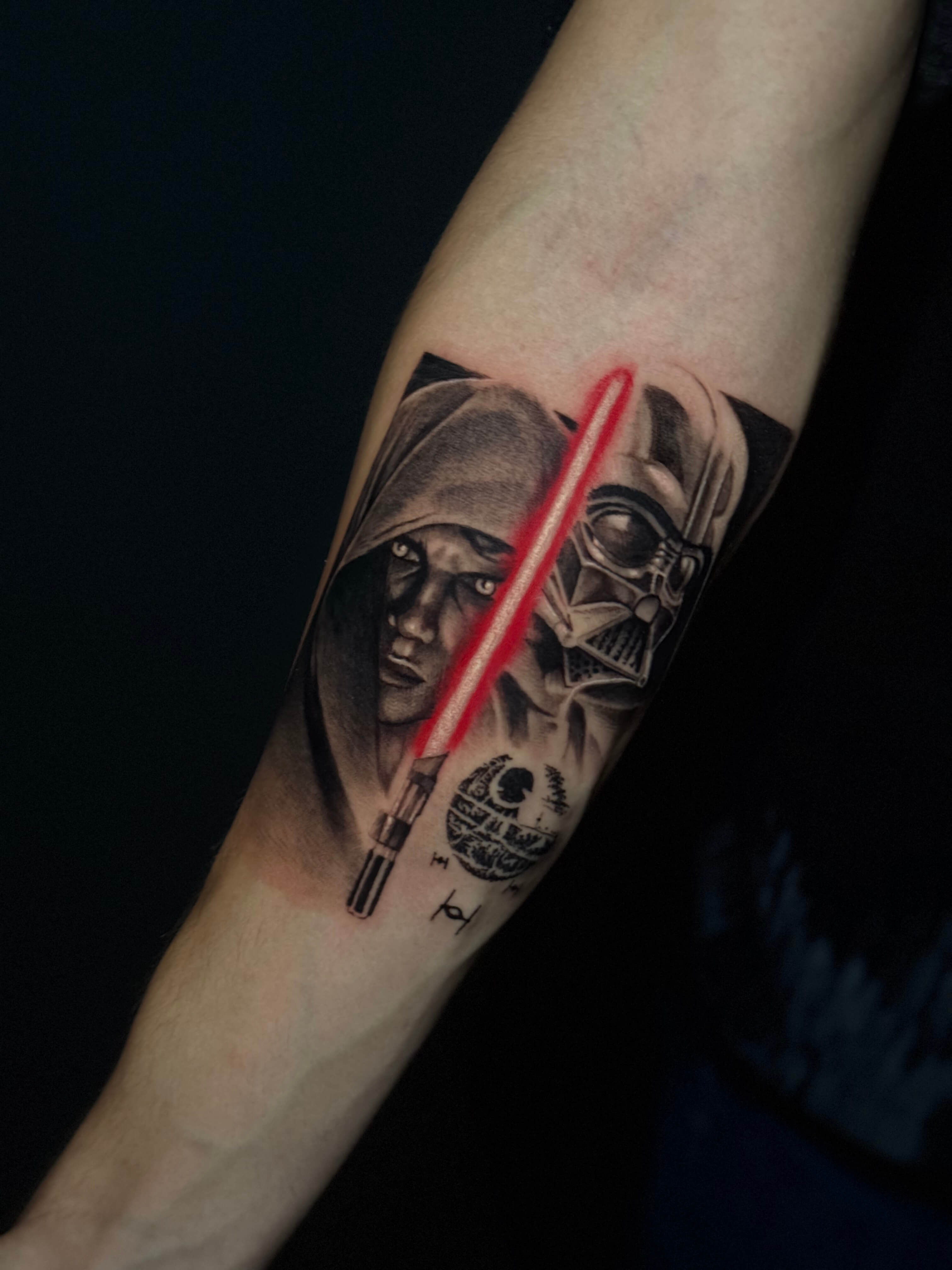Star Wars Anakin Darth Vader portrait tattoo by Esbandit